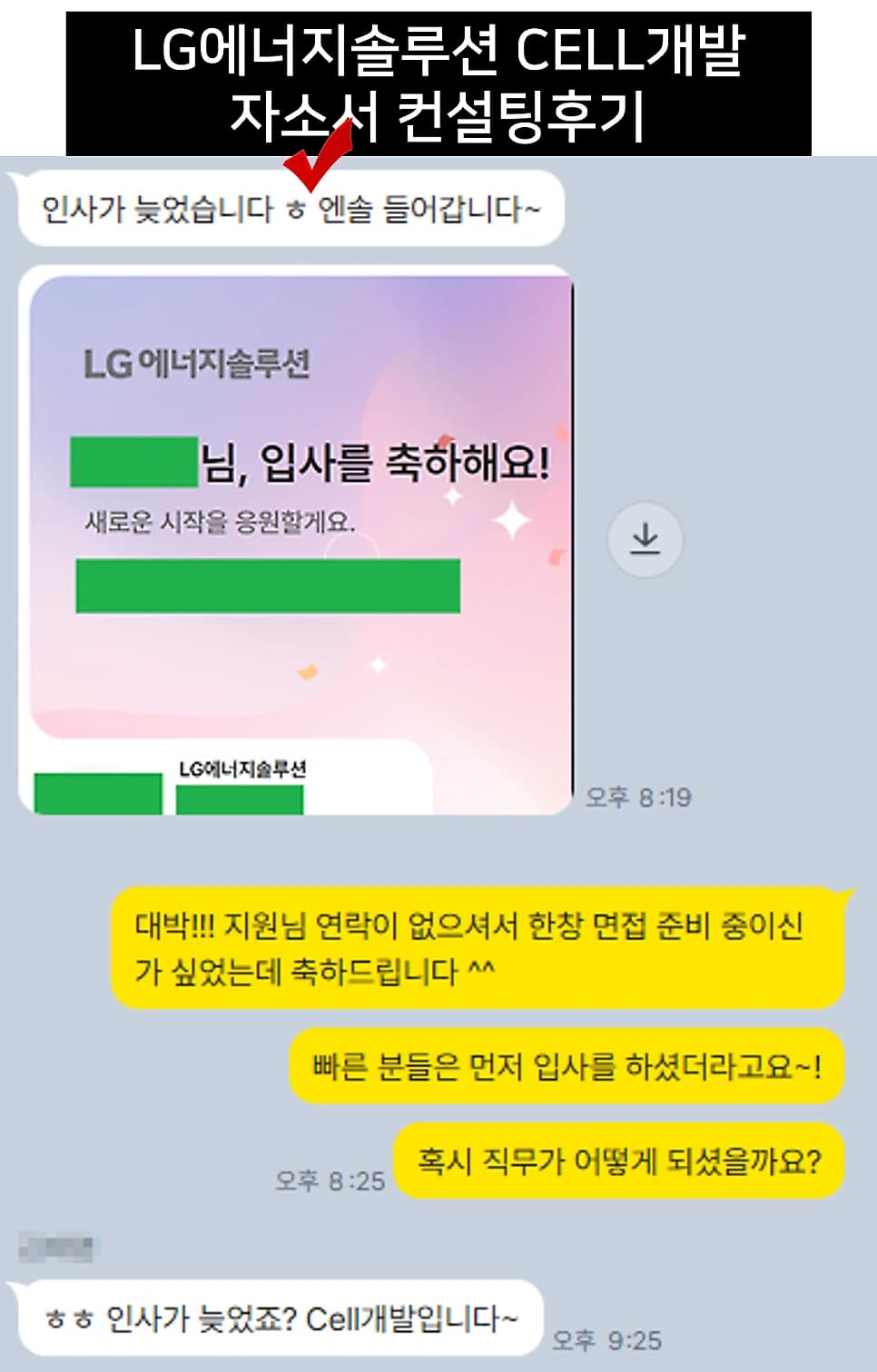 LG에너지솔루션 CELL개발 자소서 컨설팅 후기