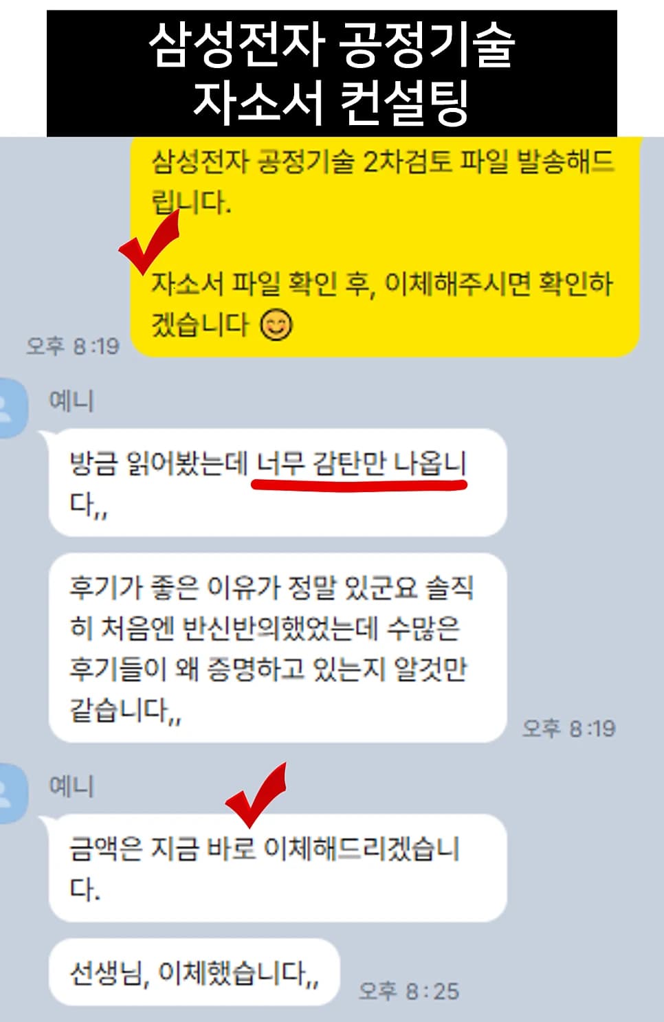 삼성전자 공정기술 자소서 컨설팅 후기