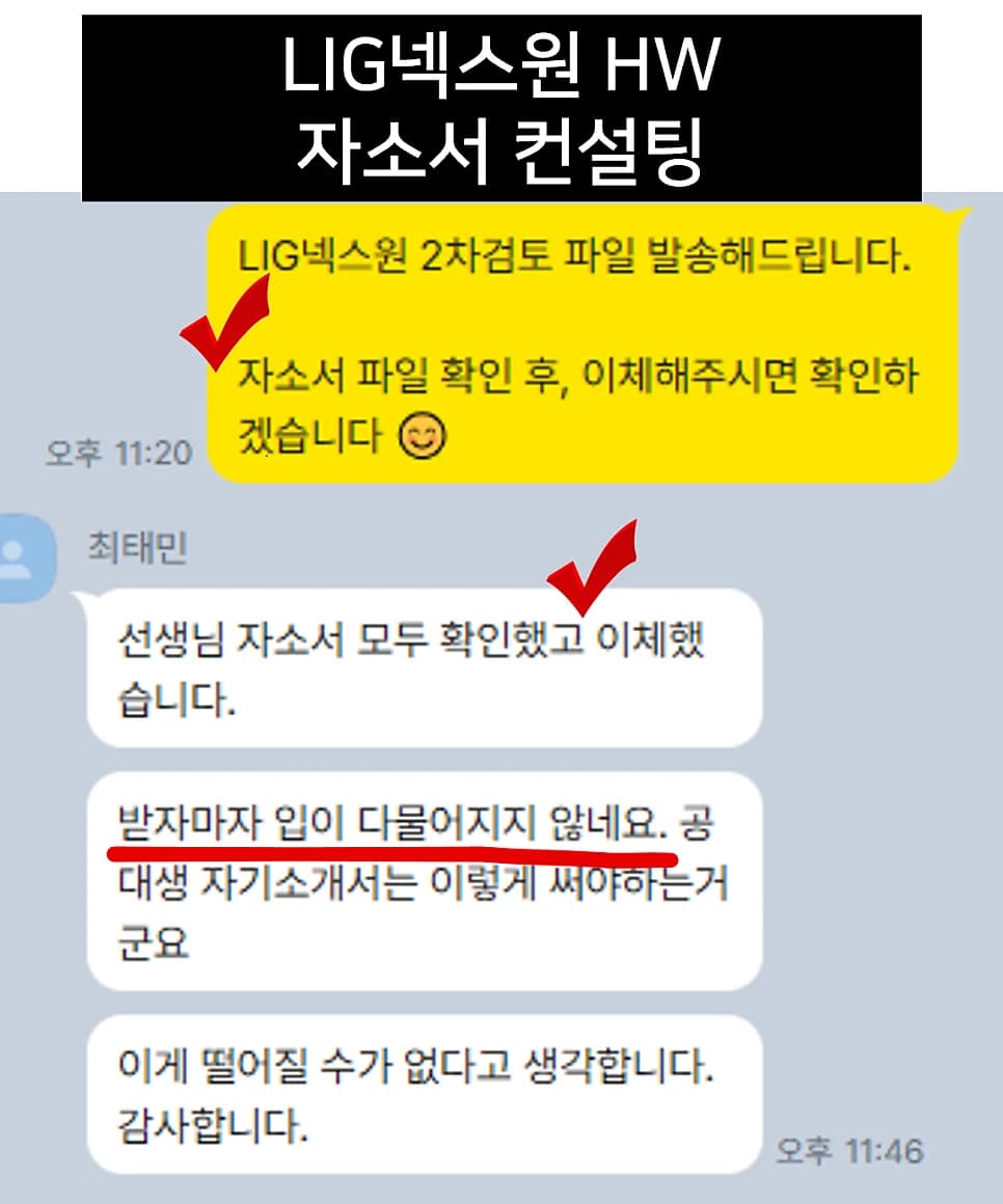 LIG D&A HW 자소서 컨설팅 후기